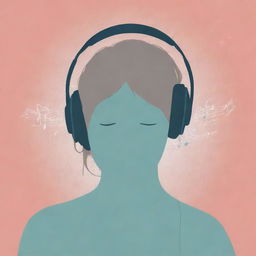 Visualize a minimalist poster with soft colors, featuring a silhouette with headphones and a subtle microphone, overlaid with music notes and waves. Quote highlights the introverted, melophile, and singer aspects in mixed fonts. Incorporate subtle features like closed eyes for a reflective mood.