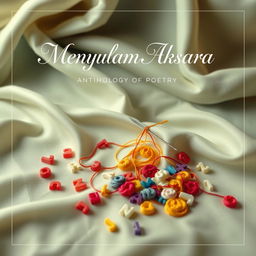 A beautiful cover design for an anthology of poetry titled 'Menyulam Aksara'