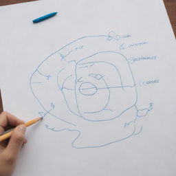 Visualize the act of making options in decision process. Show a person at a drawing board, sketching out several different pathways, each leading to a different potential solution.