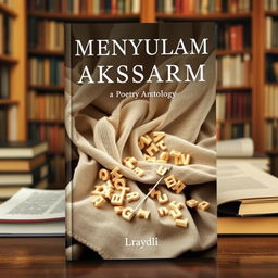 A book cover for a poetry anthology titled 'Menyulam Aksara'