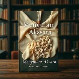 A book cover for a poetry anthology titled 'Menyulam Aksara'