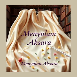 A book cover design for a poetry anthology titled 'Menyulam Aksara'