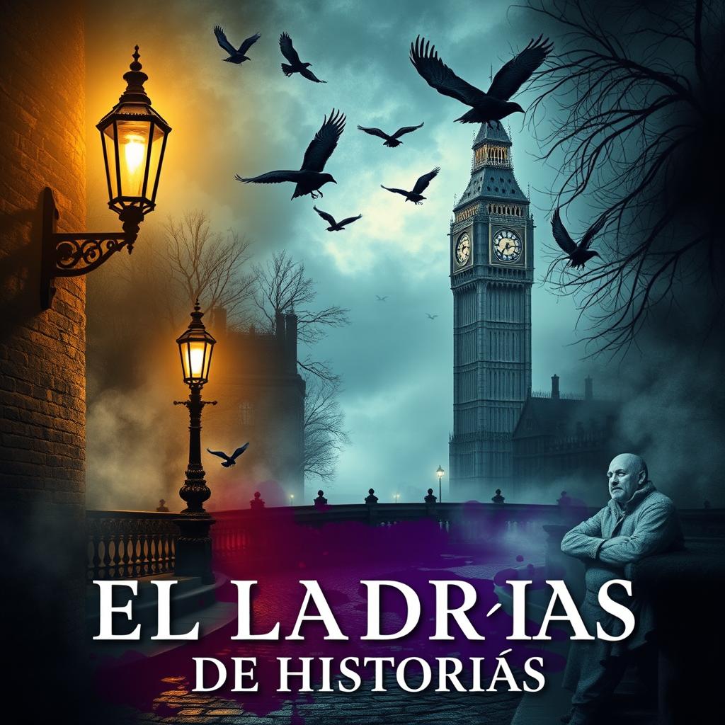 An enchanting book cover titled 'EL LADRÓN DE HISTORIAS'