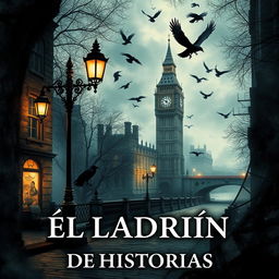 An enchanting book cover titled 'EL LADRÓN DE HISTORIAS'