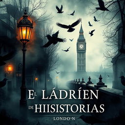 An enchanting book cover titled 'EL LADRÓN DE HISTORIAS'