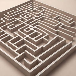 Depict the concept of options in a new light. Imagine a 3D labyrinth with multiple routes leading toward the exit, illustrating the various paths one may potentially take in decision making.