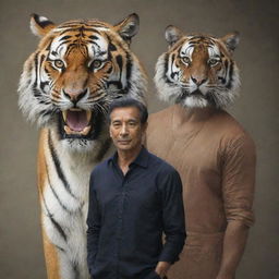 Combination of tiger and man