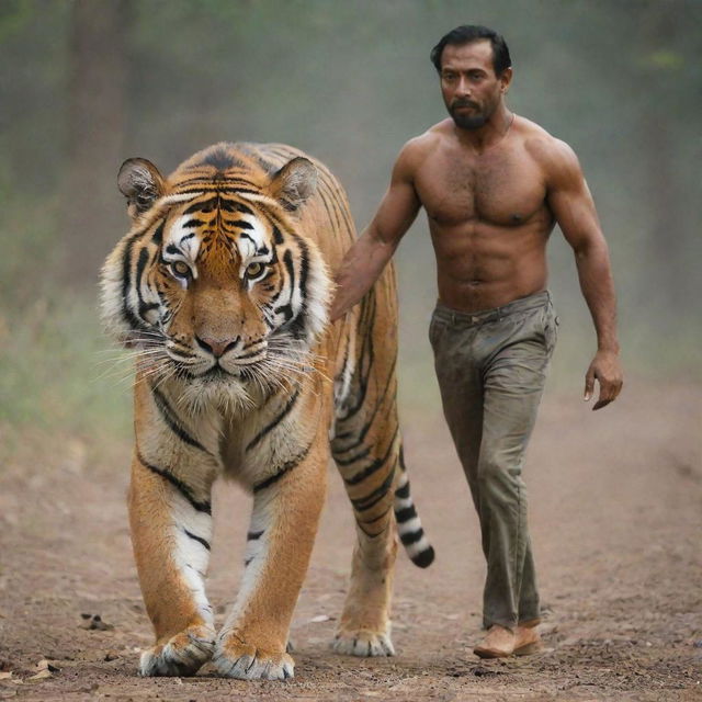 Combination of tiger and man