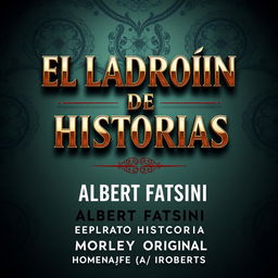 E-book cover design with dimensions 1600x2560 pixels, featuring the title 'EL LADRÓN DE HISTORIAS' in captivating 3D letters