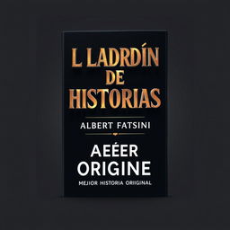 E-book cover design with dimensions 1600x2560 pixels, featuring the title 'EL LADRÓN DE HISTORIAS' in captivating 3D letters