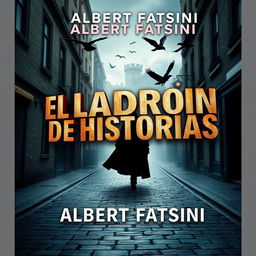 E-book cover design with dimensions 1600x2560 pixels, featuring the title 'EL LADRÓN DE HISTORIAS' in captivating 3D letters