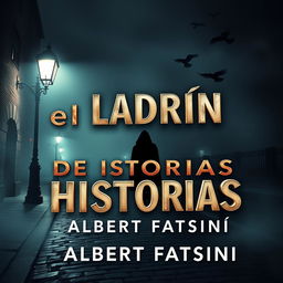 Front cover design of an E-book with dimensions 1600x2560 pixels, featuring the title 'EL LADRÓN DE HISTORIAS' in captivating 3D letters