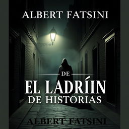 Design the front cover of an E-book with dimensions 1600x2560 pixels, titled 'EL LADRÓN DE HISTORIAS' and featuring the author's name 'ALBERT FATSINI'