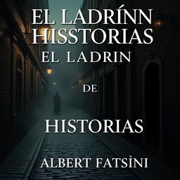 Design the front cover of an E-book with dimensions 1600x2560 pixels, titled 'EL LADRÓN DE HISTORIAS' and featuring the author's name 'ALBERT FATSINI'