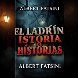 Stunning front cover design of an E-book sized 6x9 inches, titled 'EL LADRÓN DE HISTORIAS' with 3D lettering that is captivating and free of spelling errors