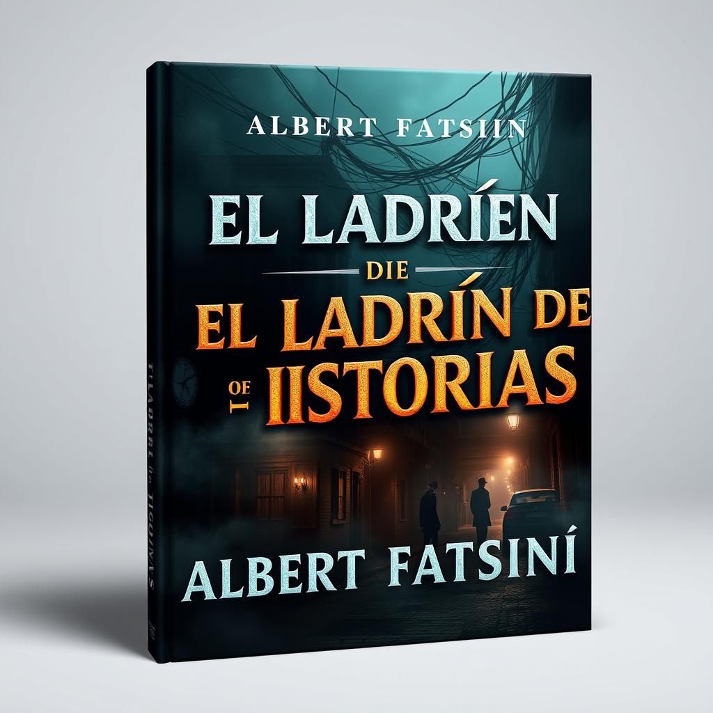 Stunning front cover design of an E-book sized 6x9 inches, titled 'EL LADRÓN DE HISTORIAS' with 3D lettering that is captivating and free of spelling errors