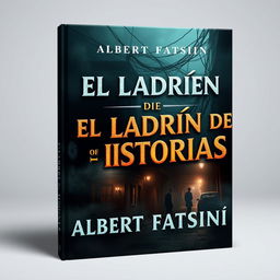 Stunning front cover design of an E-book sized 6x9 inches, titled 'EL LADRÓN DE HISTORIAS' with 3D lettering that is captivating and free of spelling errors