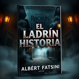 Stunning front cover design of an E-book sized 6x9 inches, titled 'EL LADRÓN DE HISTORIAS' with 3D lettering that is captivating and free of spelling errors