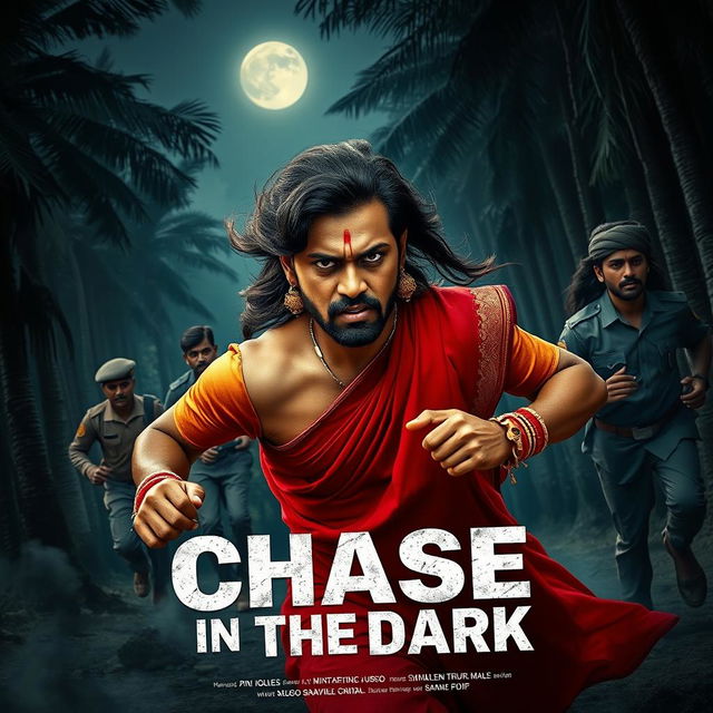 A cinematic horror poster titled 'Chase in the Dark'