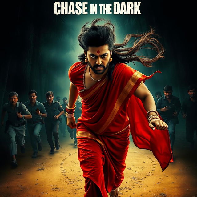 A gripping cinematic horror poster titled 'Chase in the Dark'