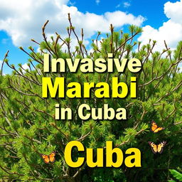 A striking video thumbnail design focused on the Marabú plant as an invasive species in Cuba