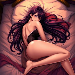 A sensual portrait of Yoruichi from Bleach, presented in an alluring artistic style