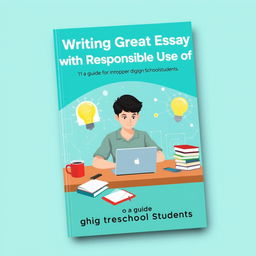 A modern ebook cover design for 'Writing Great Essays with Responsible Use of AI: A Guide for High School Students'