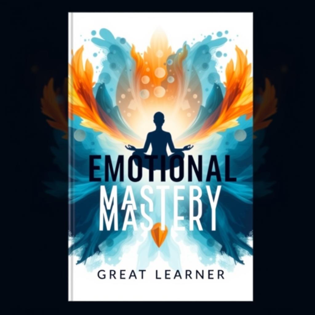 A sleek and contemporary book cover design for "Emotional Mastery" by Great Learner, combining modern aesthetics with psychological themes