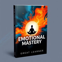 A sleek and contemporary book cover design for "Emotional Mastery" by Great Learner, combining modern aesthetics with psychological themes