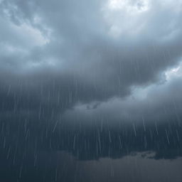 A dramatic sky filled with dark, angry clouds, portraying a scene of disdain for the rain