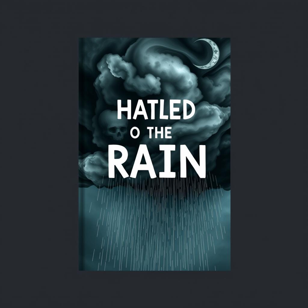 Book cover design featuring a dramatic sky that seems to express hatred towards the rain