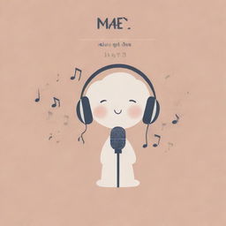 Calm, aesthetic poster design with a central introverted figure surrounded by musical notes and softly holding a microphone. Implement soothing colors and a moe (cute, soft) style, creating a peaceful ambiance for the music-loving singer.