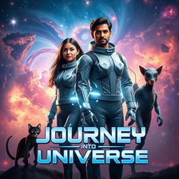 A cinematic adventure film poster titled 'Journey Into the Universe'