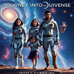 A cinematic adventure film poster titled 'Journey into the Universe'