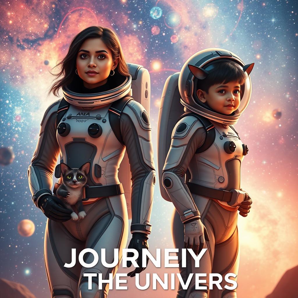 A cinematic adventure film poster titled 'Journey into the Universe'