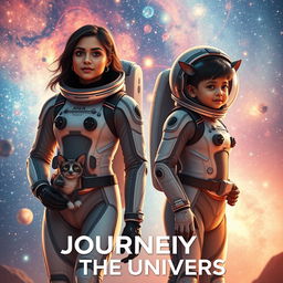 A cinematic adventure film poster titled 'Journey into the Universe'