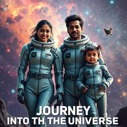 A cinematic adventure film poster titled 'Journey into the Universe'