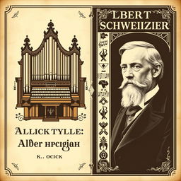 A vintage book cover dedicated to the organist Albert Schweitzer