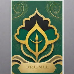 Design a futuristic poster for Brunei's National Day, incorporating elements representing the nation's culture and heritage, combined with imaginative, future-oriented designs.