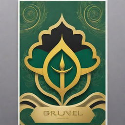 Design a futuristic poster for Brunei's National Day, incorporating elements representing the nation's culture and heritage, combined with imaginative, future-oriented designs.