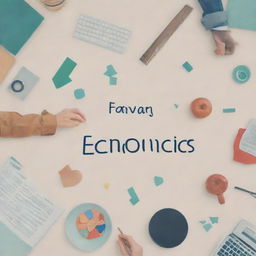 Generate an image featuring interactive activities and online games, with simple words and real-life examples pertaining to contemporary, famous economics-related themes.