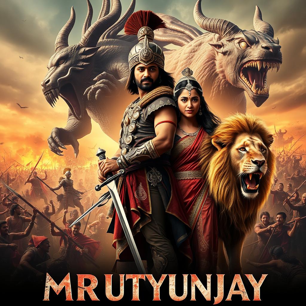 A cinematic fantasy film poster for 'MRUTYUNJAY'