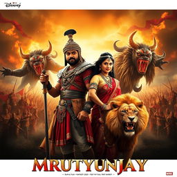 A cinematic fantasy film poster for 'MRUTYUNJAY'