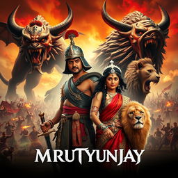 A cinematic fantasy film poster for 'MRUTYUNJAY'