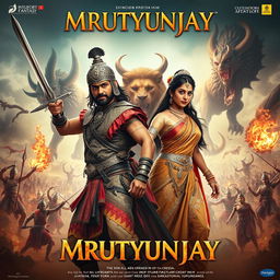 A cinematic action fantasy film poster titled 'MRUTYUNJAY'