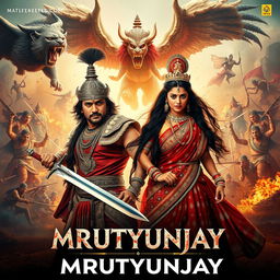 A cinematic action fantasy film poster titled 'MRUTYUNJAY'