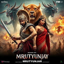 A cinematic action fantasy film poster titled 'MRUTYUNJAY'