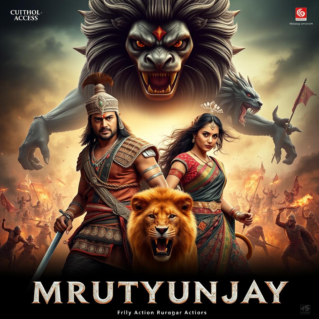 A cinematic action fantasy film poster titled 'MRUTYUNJAY'