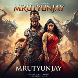 A cinematic action fantasy film poster named 'MRUTYUNJAY'