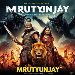 A cinematic action fantasy film poster named 'MRUTYUNJAY'